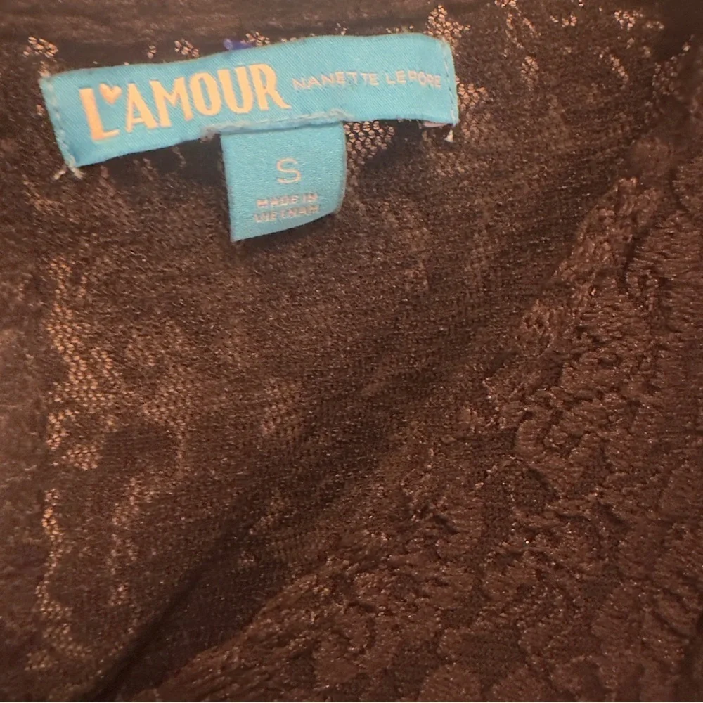 L'Amour Fun Flirty A Line Metallic Feminine Dress Sz S